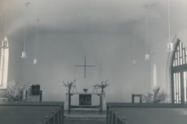 Kirche Gelbensande - Innenraum mit Altar im Jahr 1968 nach Umbau